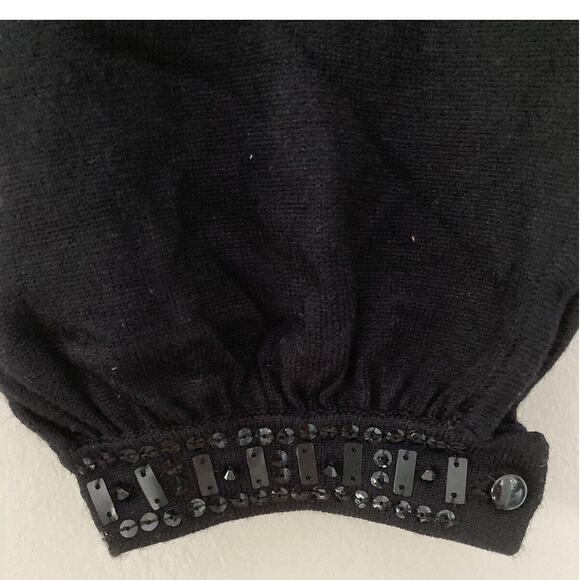 Michael Kors Black Knit Beaded Sequin Cut-Out Neck Long Sleeve Sweater Size L - Picture 3 of 5